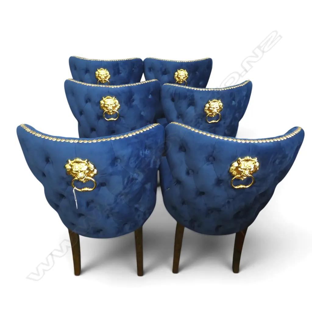 6 BLUE VELVET DINING CHAIRS Image 1++