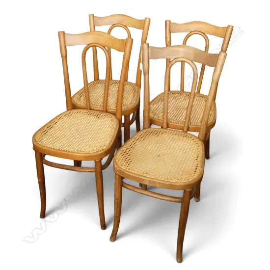 4 WOODEN CHAIRS, CANED SEAT