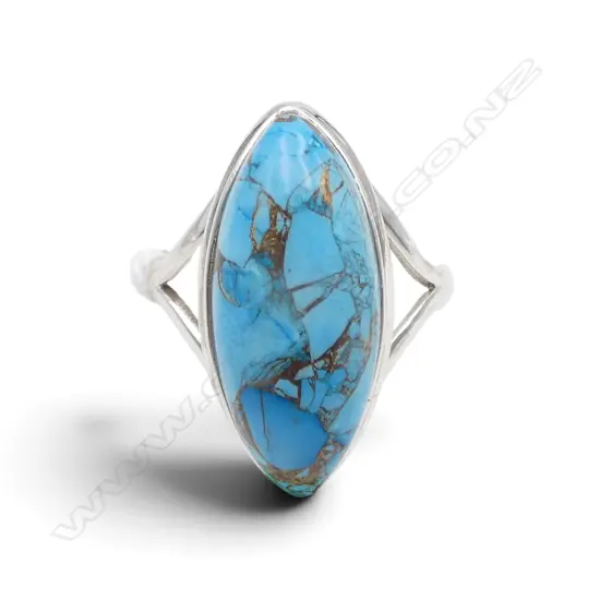 SILVER TURQUOISE RING SIZE R