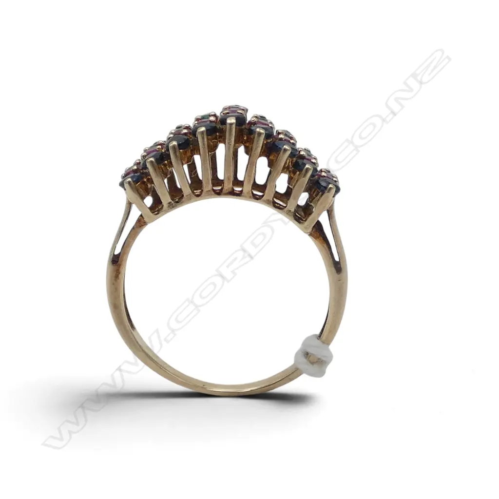 10ct GOLD EMERALD RUBY & SAPPHIRE triple band RING 3gms SIZE N Image 1++