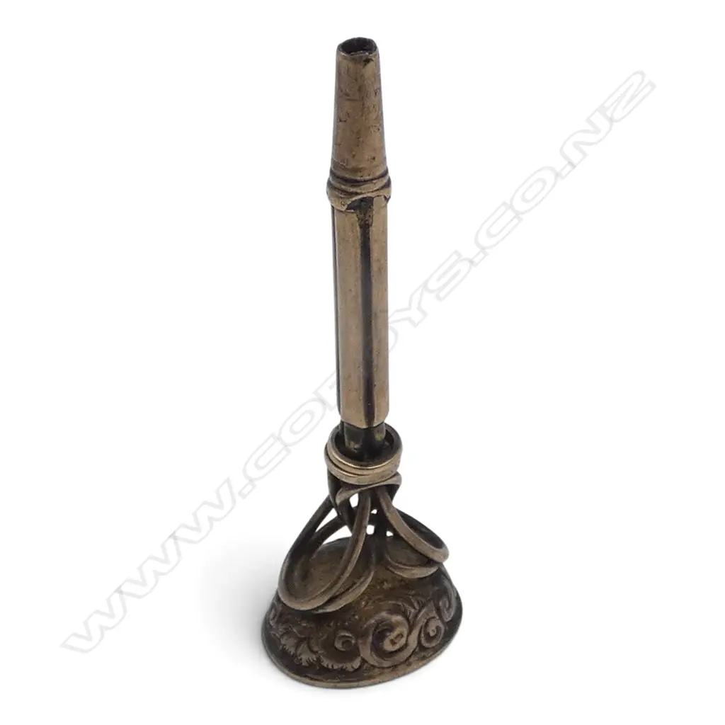 VICTORIAN GOLD PLATE LONG FANCY POCKET WATCH KEY with bloodstone unengraved SEAL END Image 1++