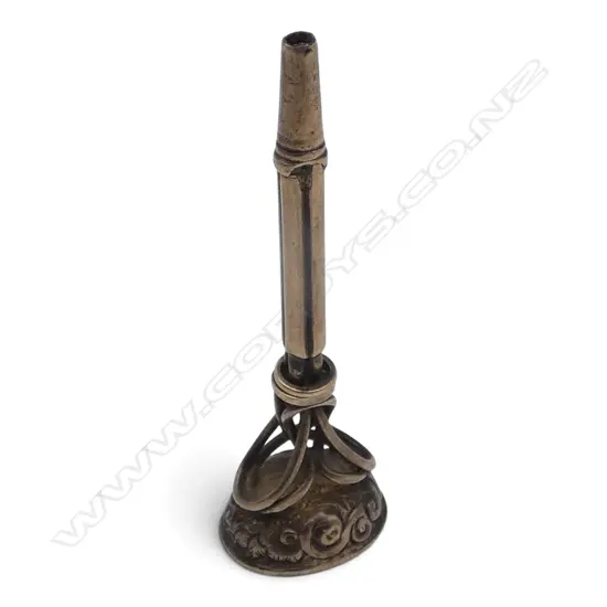 VICTORIAN GOLD PLATE LONG FANCY POCKET WATCH KEY with bloodstone unengraved SEAL END