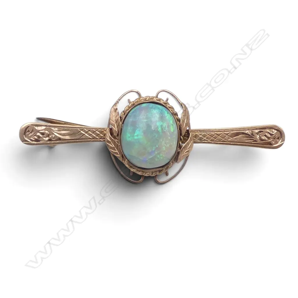 9ct GOLD & OPAL VINTAGE BROOCH 3gms Image 1++