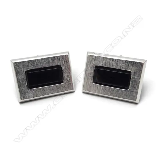PR 14ct WHT GOLD & ONYX CUFFLINKS, 10.58gm