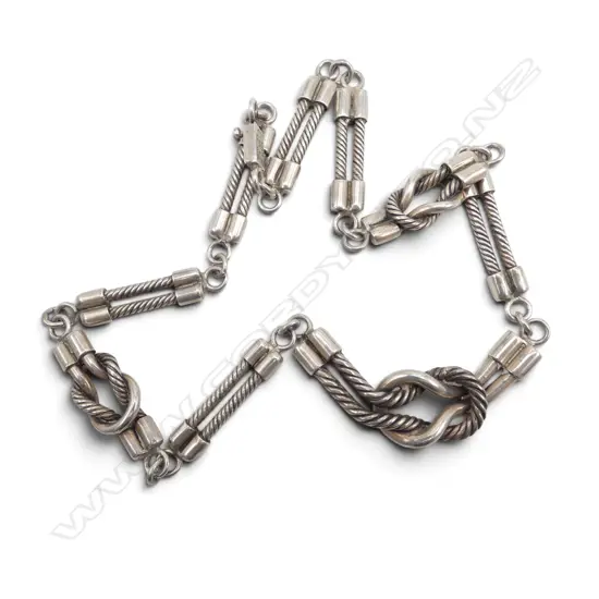 SILVER KNOT NECKLACE, marked 925 Mexico, 76gm, L.460mm