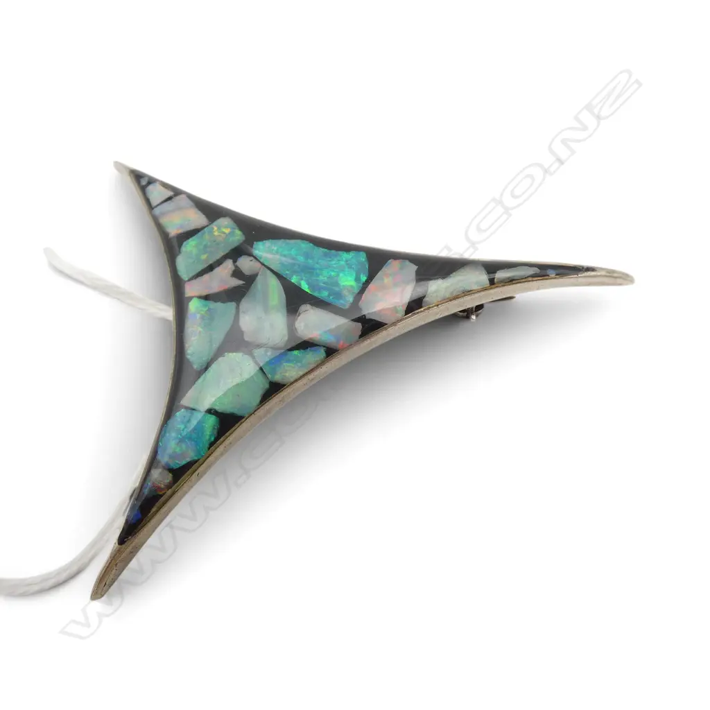 MODERN MOVEMENT S/SILVER OPAL BROOCH L70MM Image 1++