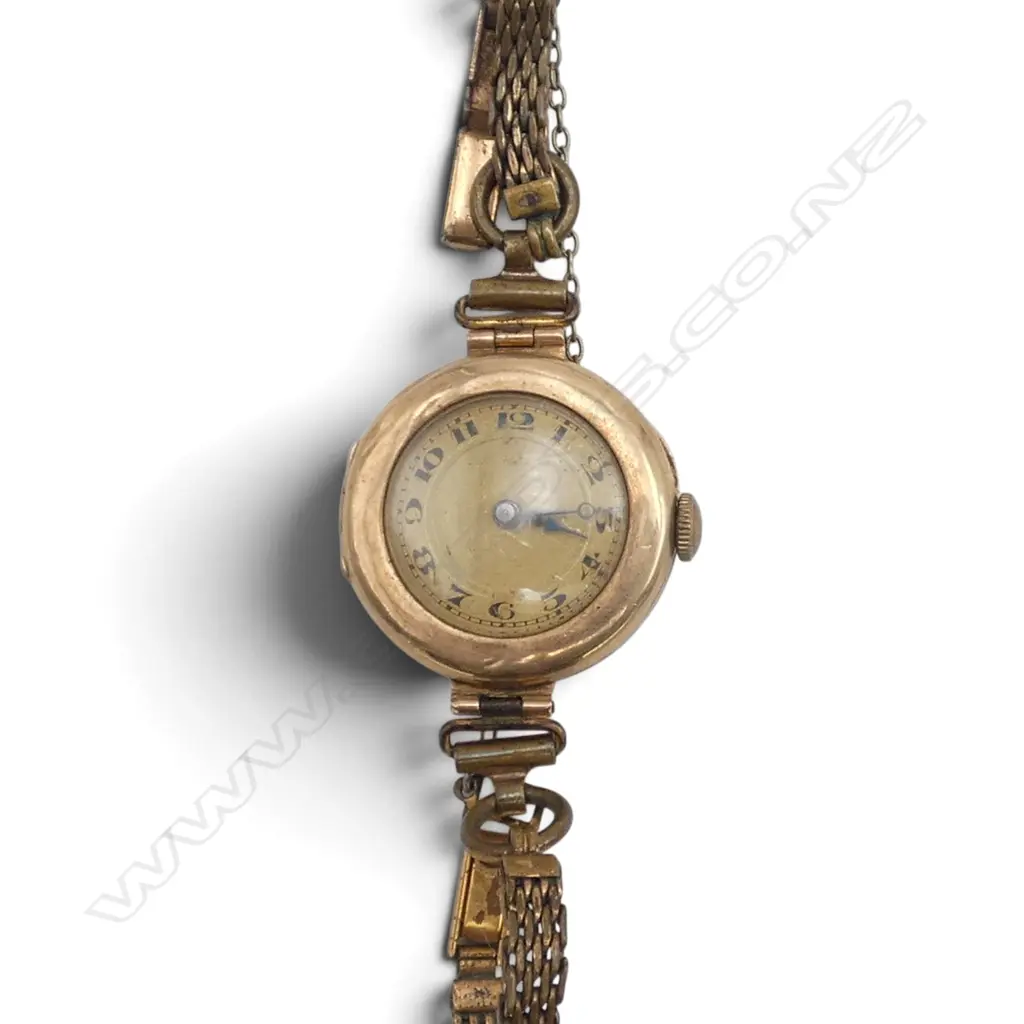 1920's 9ct GOLD CASED LADIES WRISTWATCH PLATED STRAP Image 1++