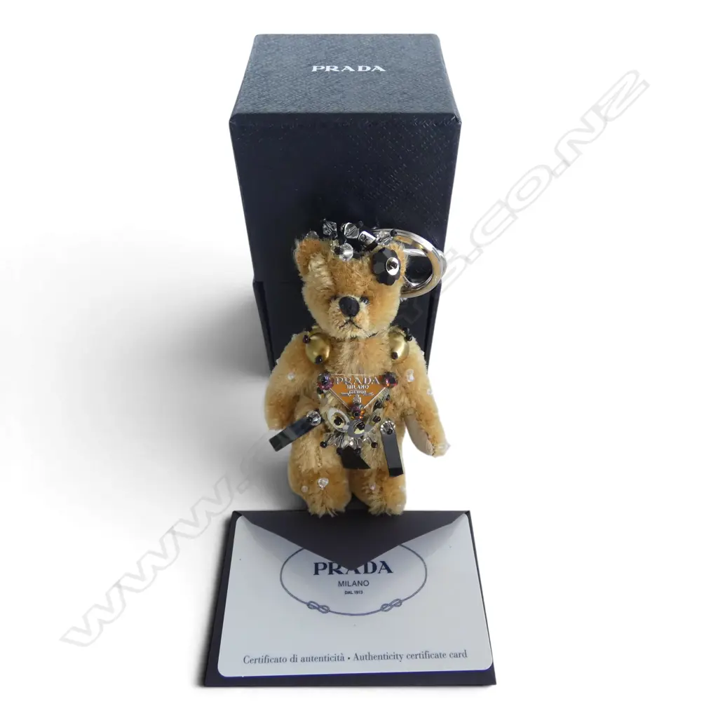 PRADA TEDDY BEAR KEYCHAIN/BAG CHARM - special ed. from 'Trick' Bear collection, L.100mm, box & cert, unused Image 1++