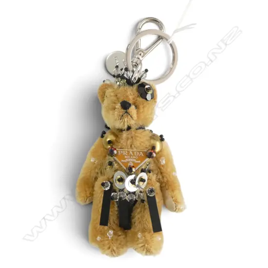 PRADA TEDDY BEAR KEYCHAIN/BAG CHARM - special ed. from 'Trick' Bear collection, L.100mm, box & cert, unused