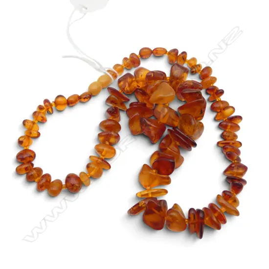 POLISHED NUGGET AMBER NECKLACE L510MM