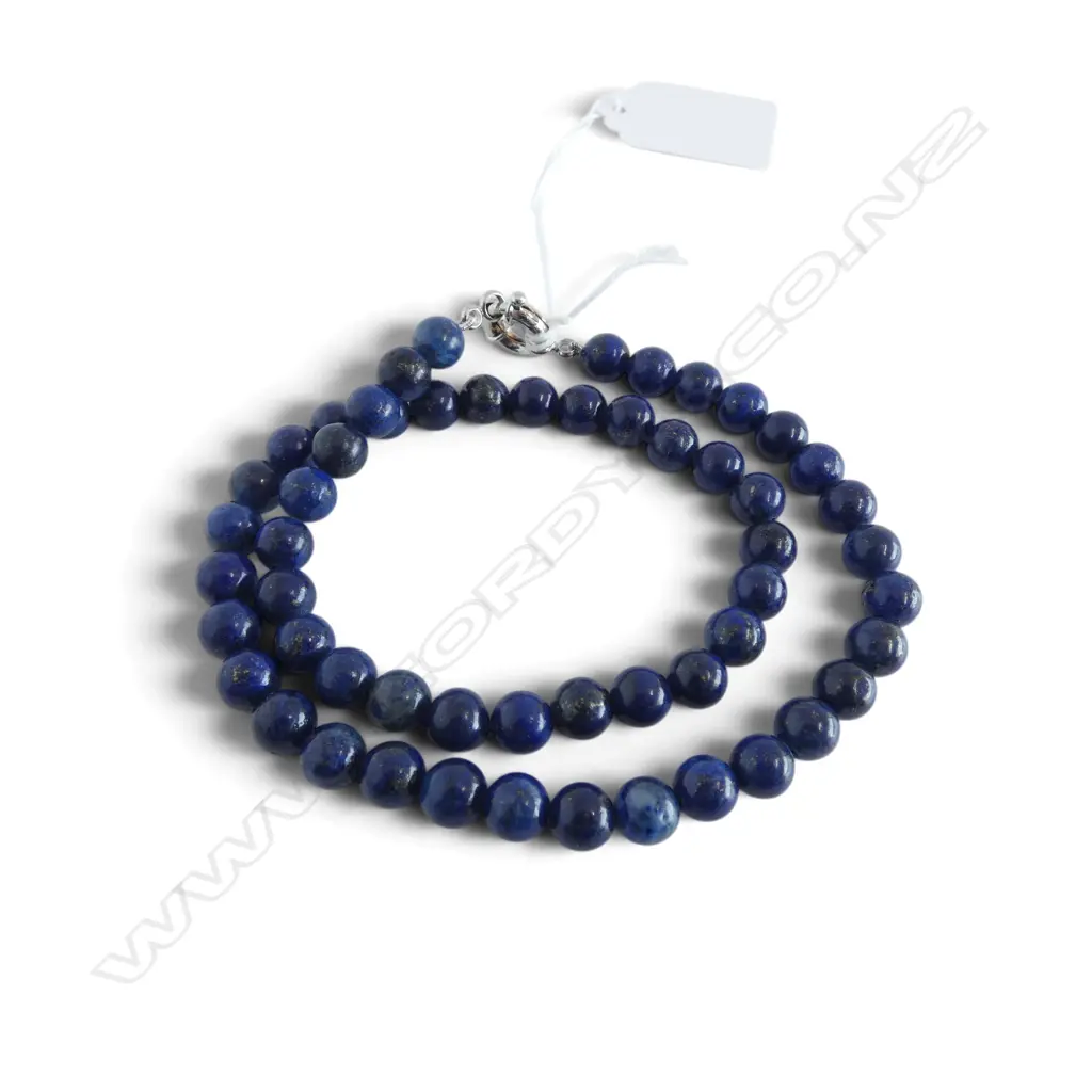 LAPIS LAZULI BEAD NECKLACE, L.440mm Image 1++