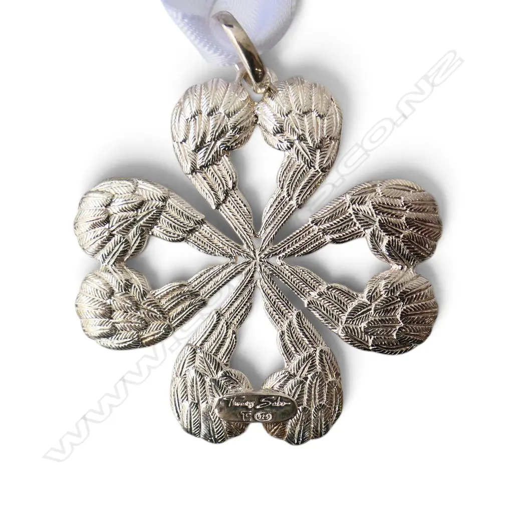 LRG THOMAS SABO SILVER & CUBIC ZIRCONIA WINGS/HEARTS/CLOVER PENDANT Image 1++