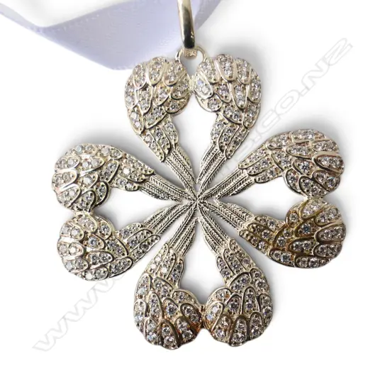 LRG THOMAS SABO SILVER & CUBIC ZIRCONIA WINGS/HEARTS/CLOVER PENDANT