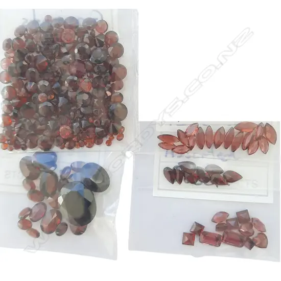 5 BAGS OF ASSORTED GARNETS