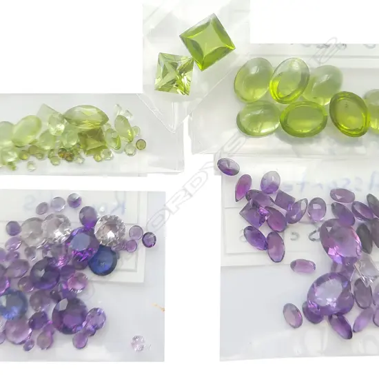 PERIDOT STONES & AMETHYST STONES Assorted sizes