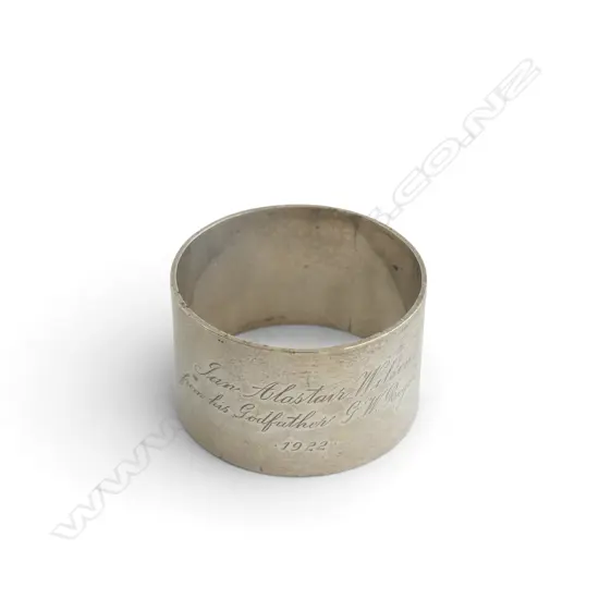 STG SIL 1922 NAPKIN RING ENGRAVED TO IAN WILSON TW 51G