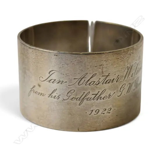 STG SIL 1922 NAPKIN RING ENGRAVED TO IAN WILSON TW 51G