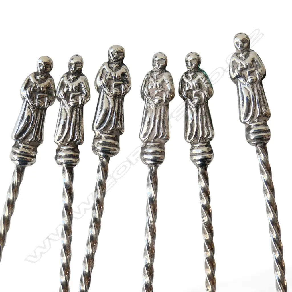 SIX STG SIL APOSTLE TEASPOONS TW 29.9G Image 1++