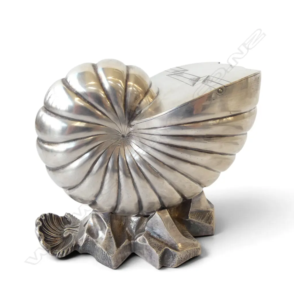 c.1900 SILVER PLATED NAUTILUS SPOON WARMER  H.130mm Image 1++