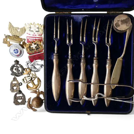 ASST. BADGES, 8 PCES STG SILVER (5 FORKS + 3 OTHER 51gms)