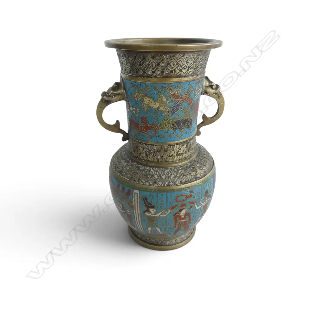 ORIENTAL VASE w. EGYPTIAN CLOISONNE DECORATION H.245mm Image 1++