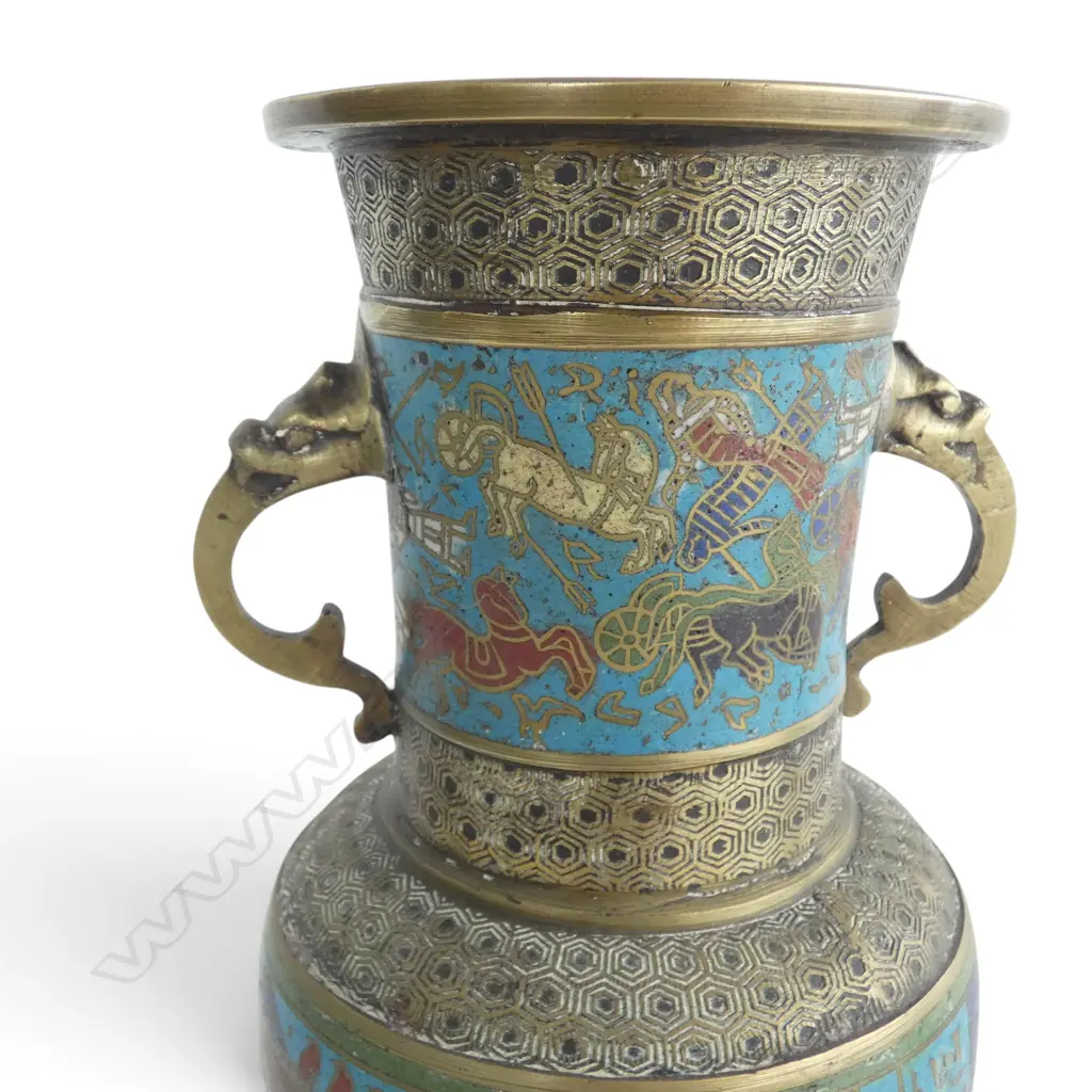 ORIENTAL VASE w. EGYPTIAN CLOISONNE DECORATION H.245mm Image 1++