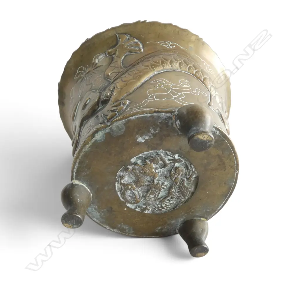 CHINESE BRASS DRAGON PLANTER H.135mm Image 1++