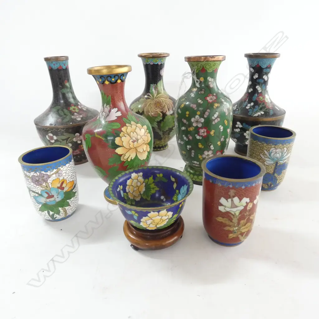 9 PCES OF CLOISONNE H.160mm Image 1++