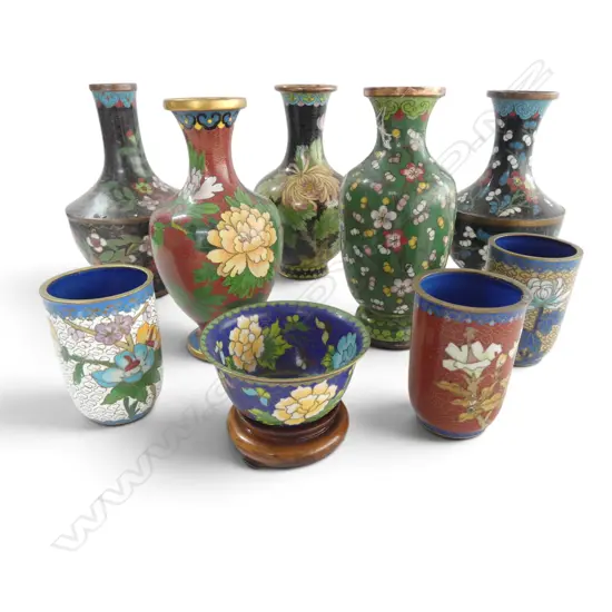 9 PCES OF CLOISONNE H.160mm