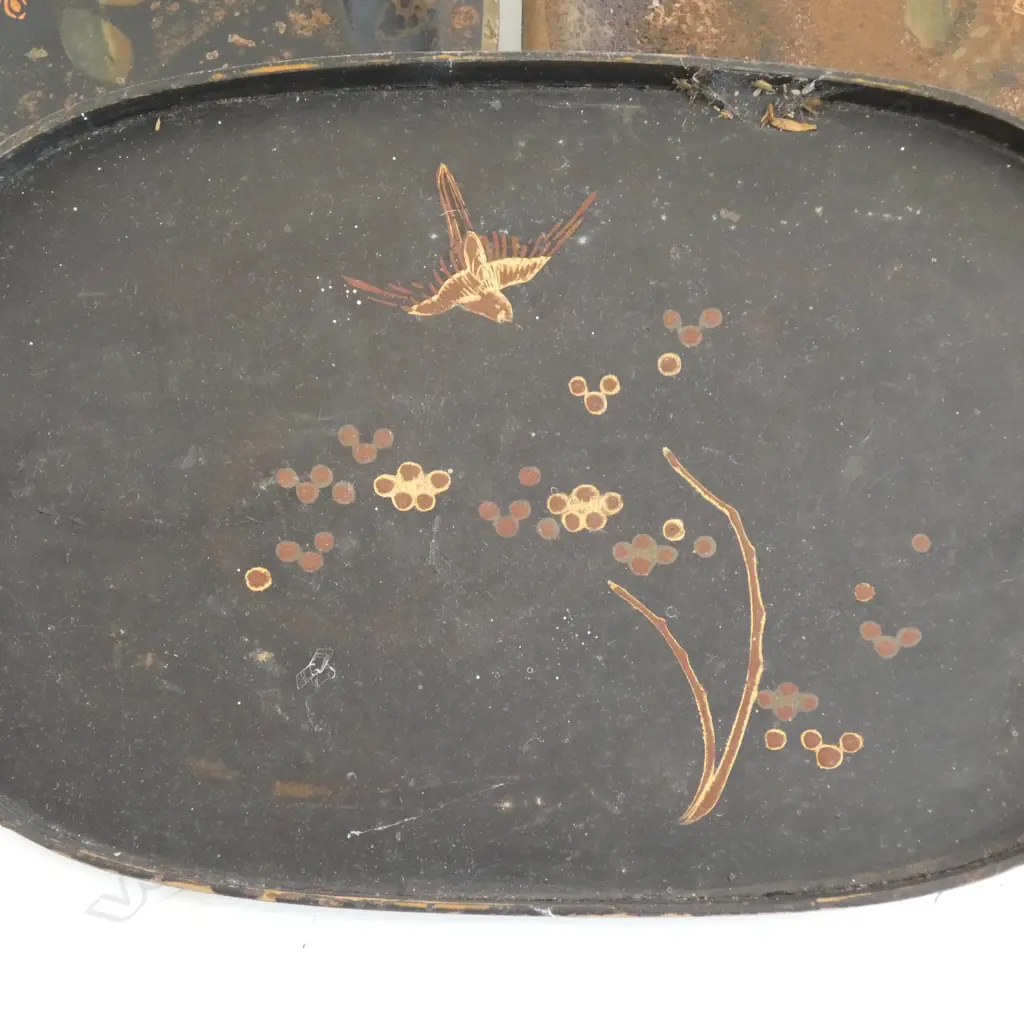 3 ORIENTAL TRAYS + BRASS TRIVET W230mm Image 1++