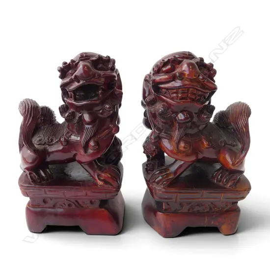 PR CARVED WOOD FOO DOGS H.190mm