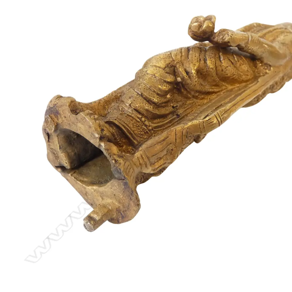 INDIAN BRONZE/BRASS? STATUE 4 RELIGOUS FIGURES UPON AN ALTER faults H.325mm Image 1++