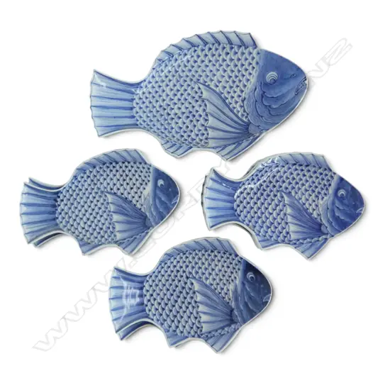 9 ORIENTAL FISH PLATES (SERVER W.370mm + 8 W.255mm)