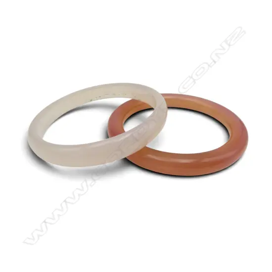 2 CHINESE MAUVE JADE BANGLES LIGHT & DARK