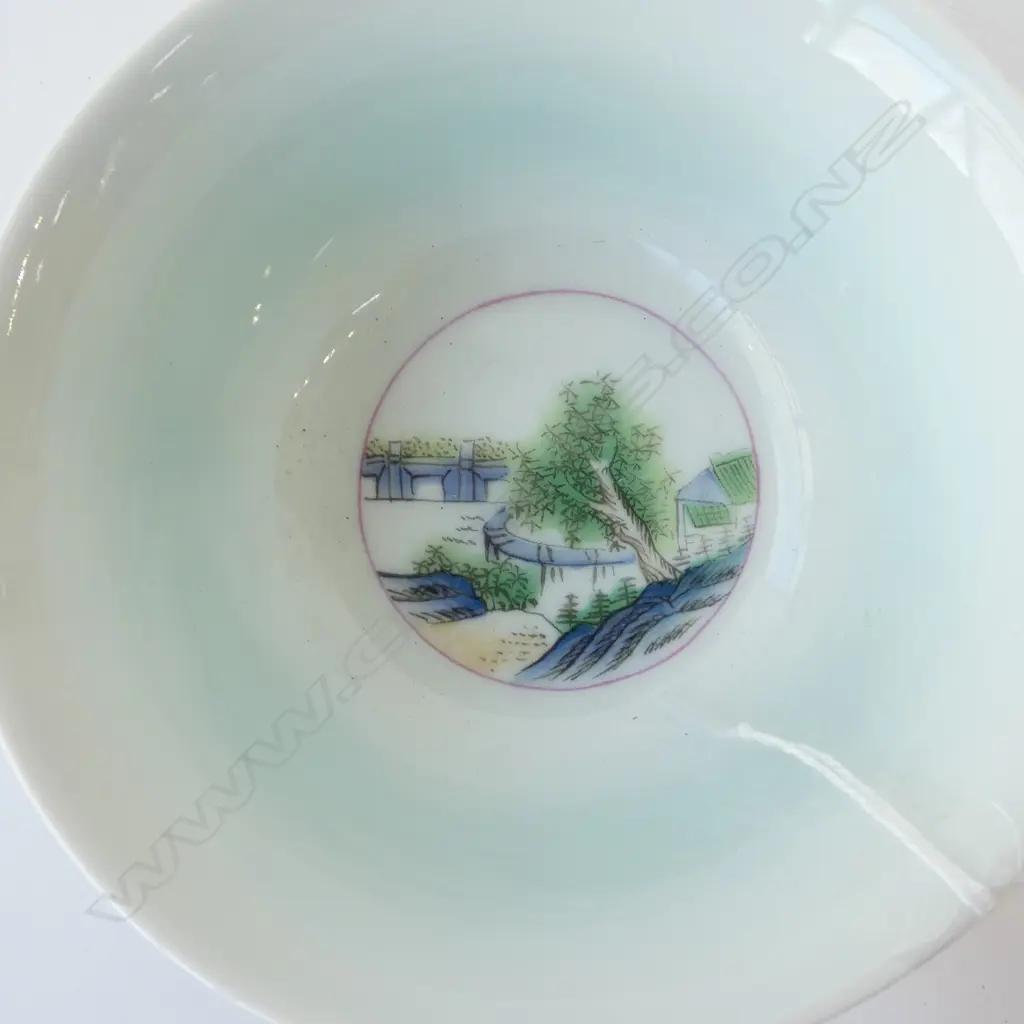 Late 20thC Chinese Huang Glaze Enamel Porcelain bowl style of Qianlong Dynasty. Dia.110mm. Image 1++