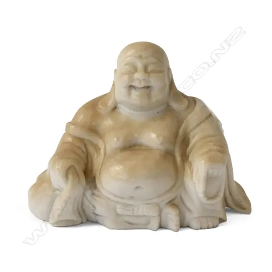 CARVED STONE LAUGHING BUDDHA H100MM