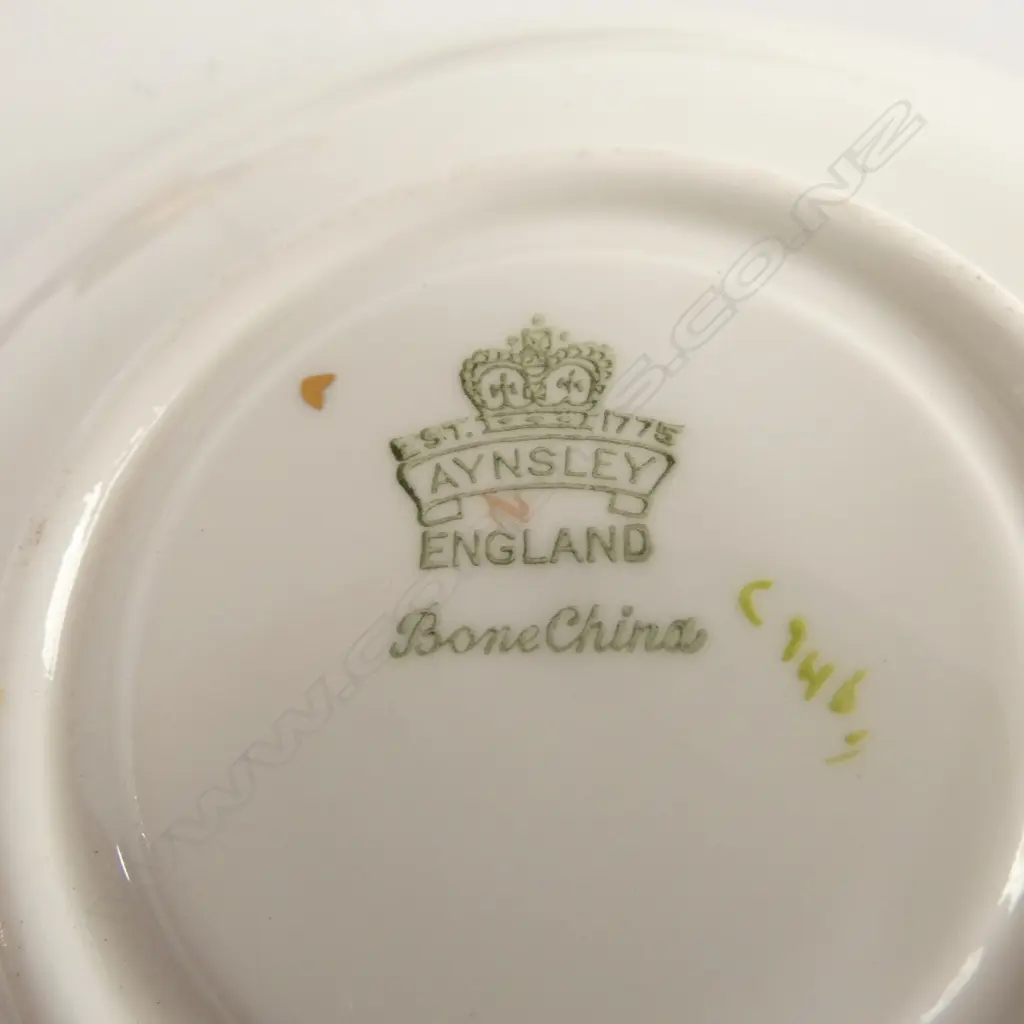 AYNSLEY ORCHARD GOLD LGE CUP SAUCER & PLATE. Cup dia.103mm. Image 1++