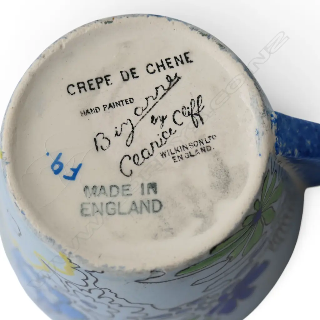 CLARICE CLIFF HAND-PAINTED BIZARRE 'CREPE DE CHENE' CONICAL TRIO Image 1++