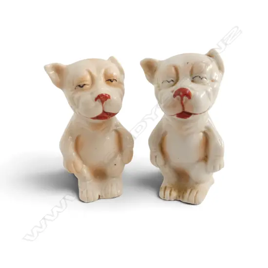 2 VINTAGE CHINA BONZO FIGURINES, H.60mm