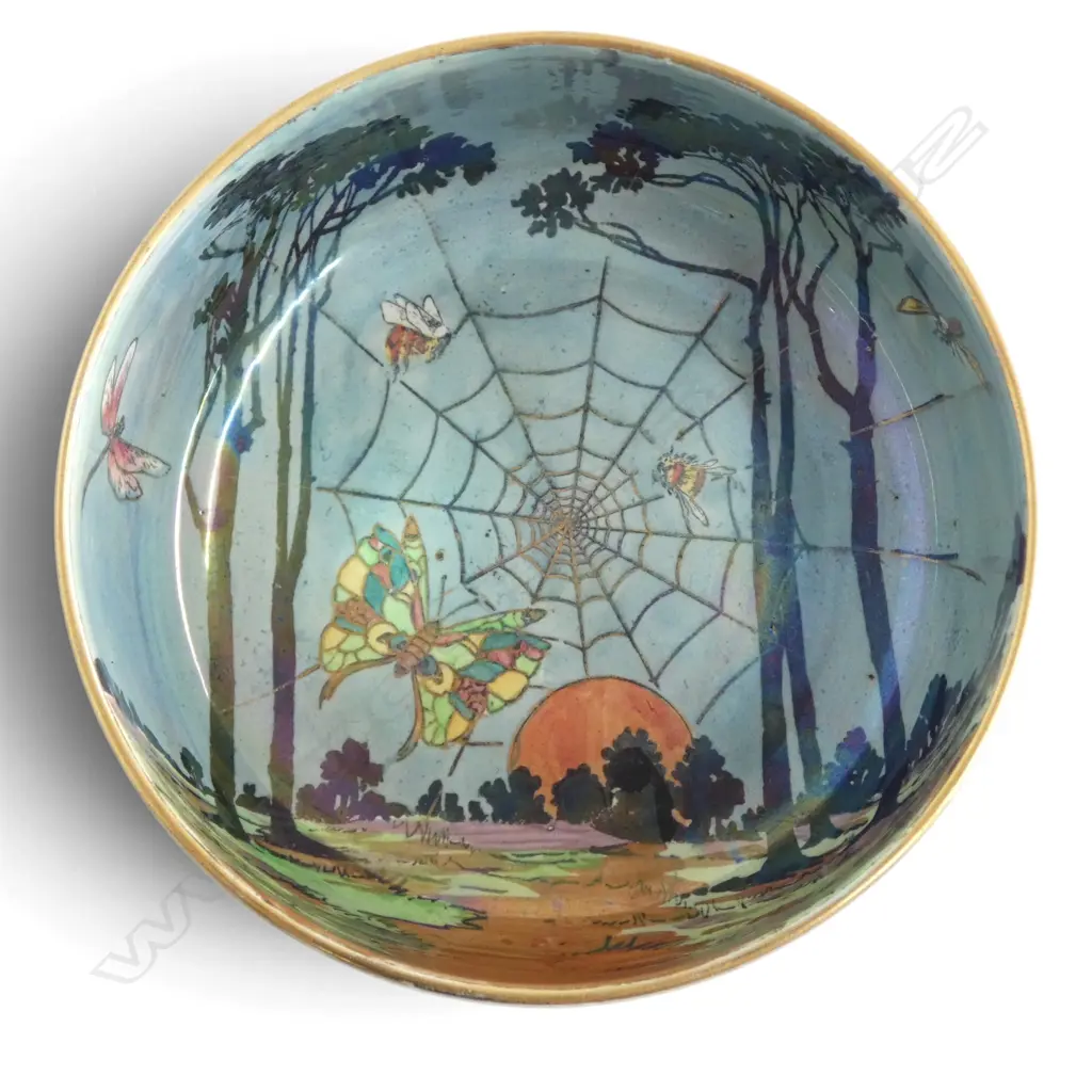 VINTAGE GRIMWADES BYZANTA  SPIDER WEBB LUSTRE BOWL, H.80, Dia.170mm Image 1++