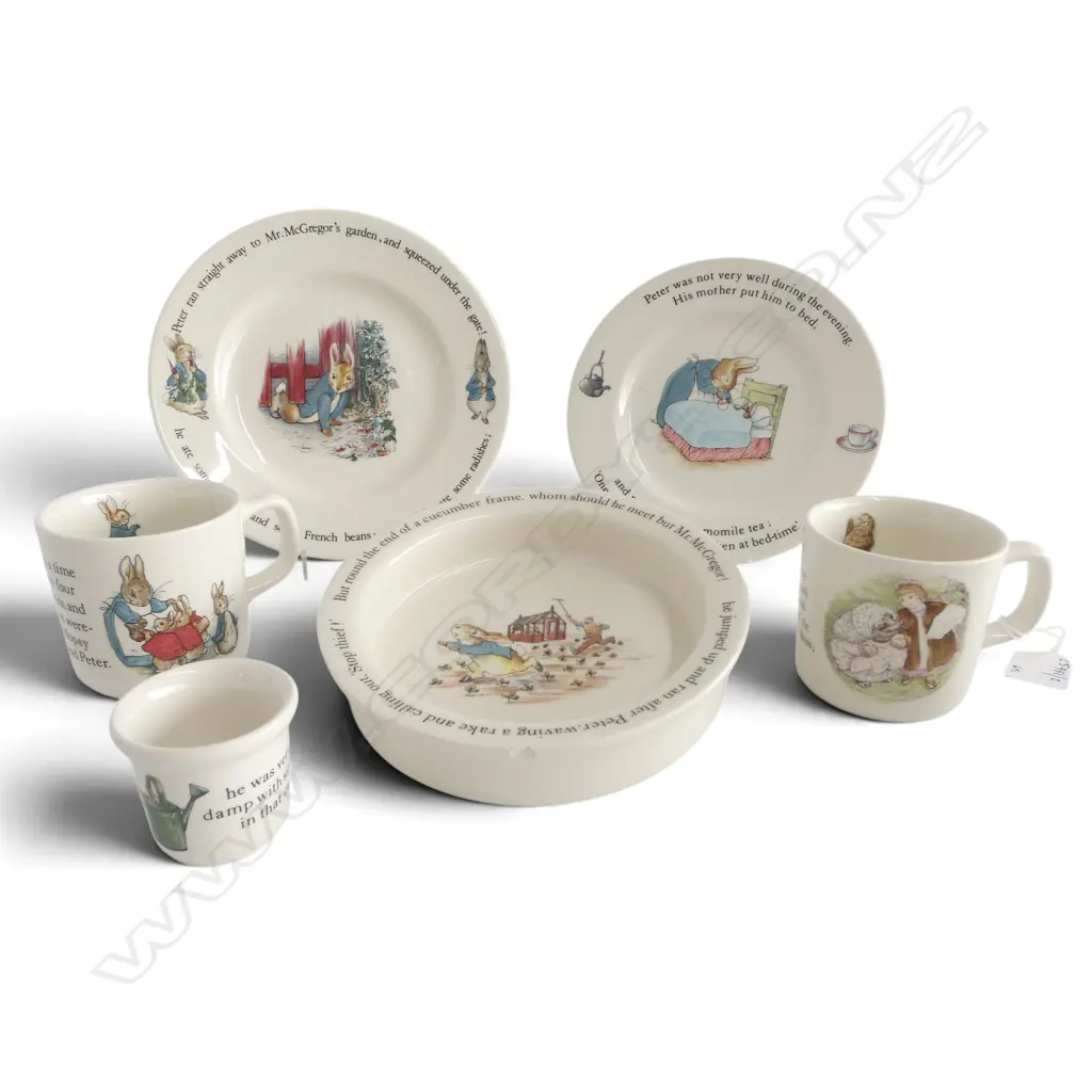6 PCS PETER RABBIT WEDGWOOD CHILDS CHINA  CHIP TO BABY PLATE Image 1++