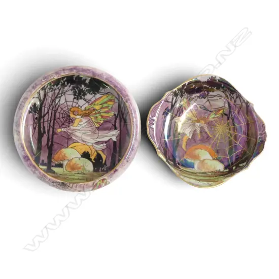 2 GRIMWADES FAIRY LUSTRE SML DISHES, Dia.130/140mm
