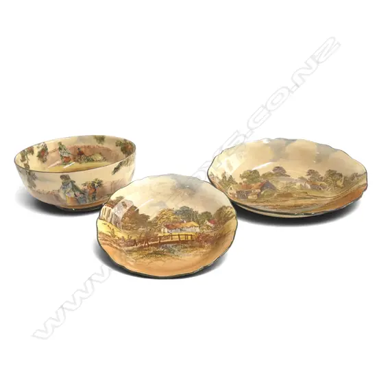 ROYAL DOULTON HARVEST BOWL DIA210MM & 2 RED ROOF BOWLS L280 & 200MM