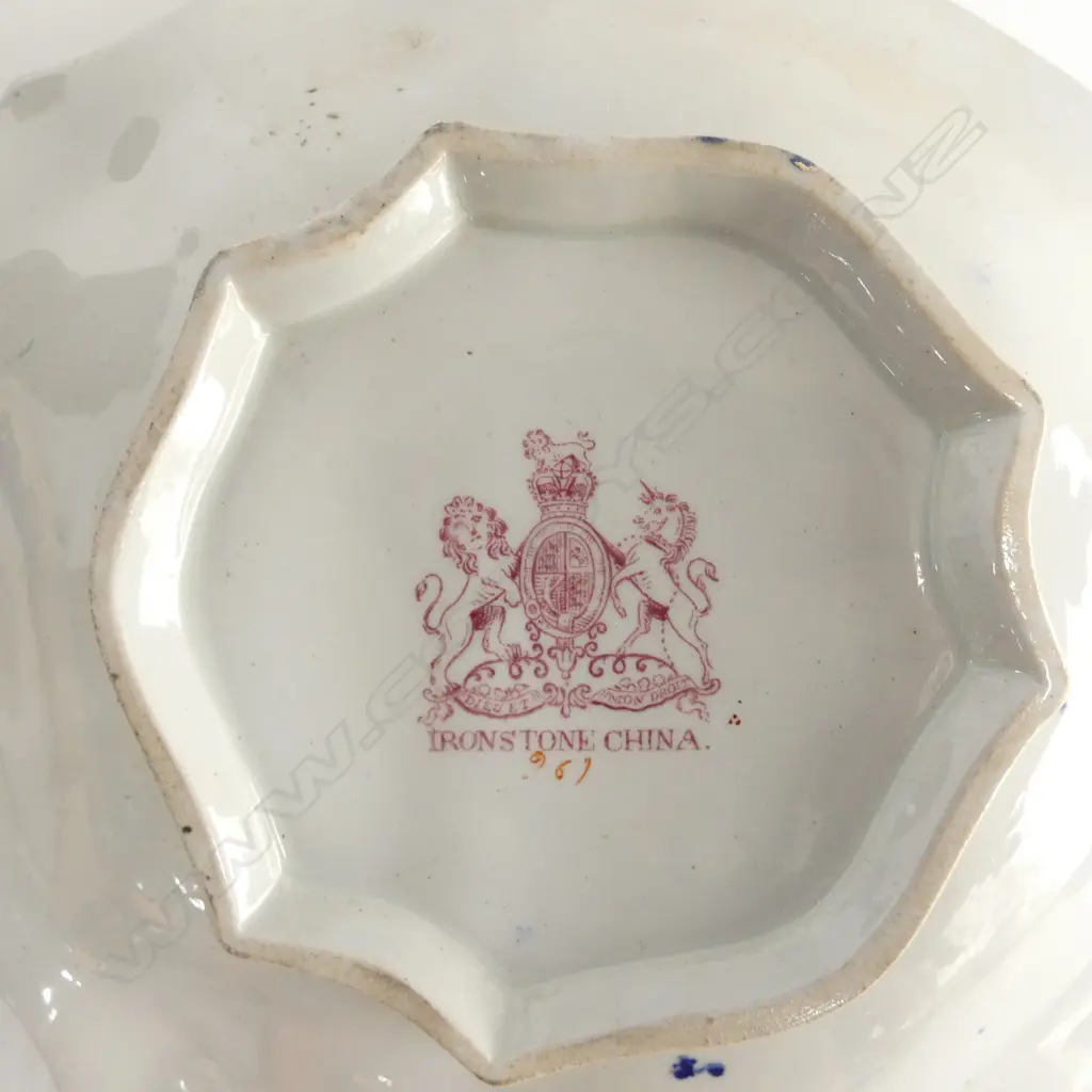 2 IRONSTONE DISHES imari palette, one w. repairs W.290mm Image 1++