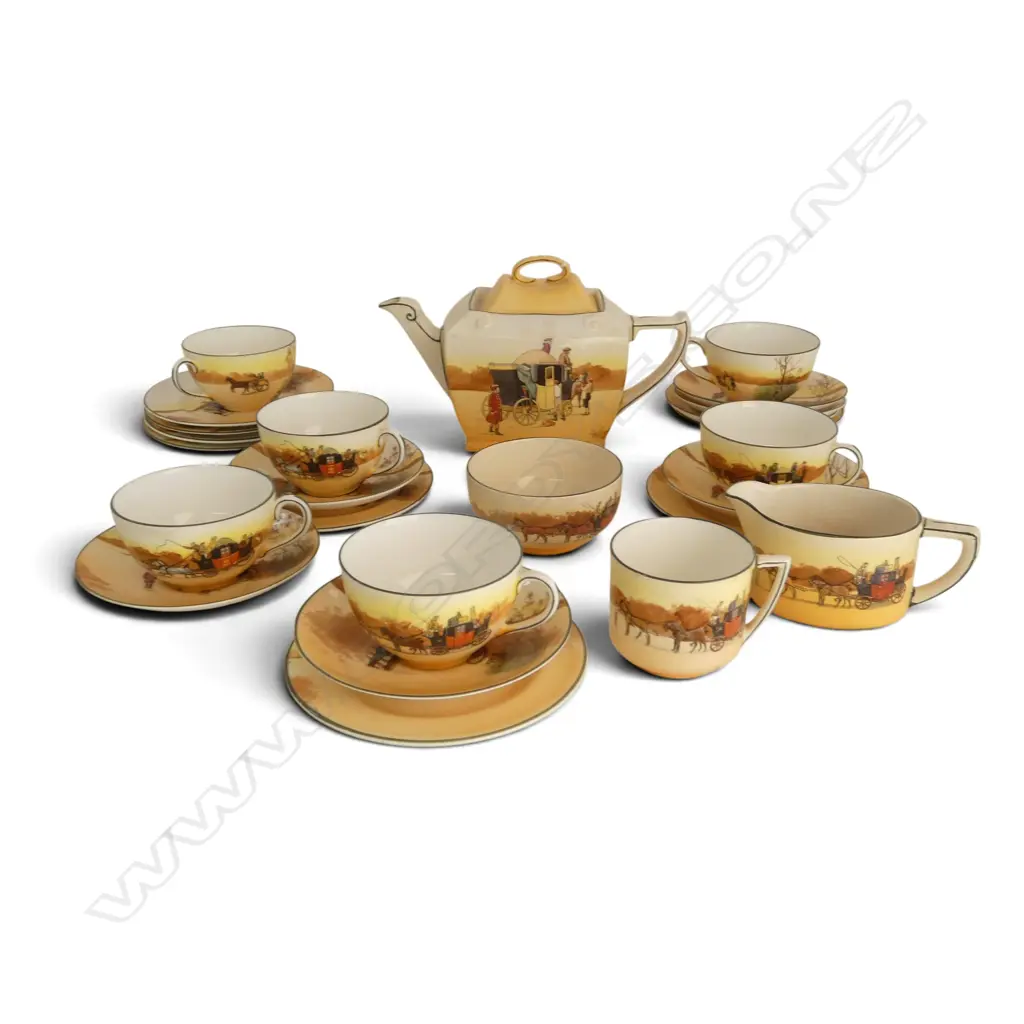 ROYAL DOULTON 3PC TEASET & 7 CSPS COACHING PAT Image 1++