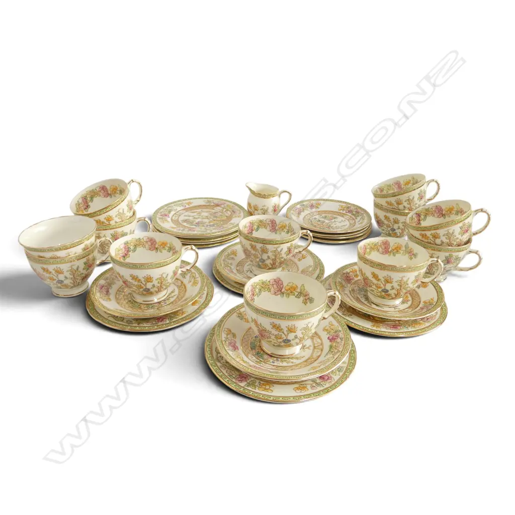 SUTHERLAND CHINA LARGE TEASET CRACK TO 1 CUP  INDIAN TREE PAT Image 1++