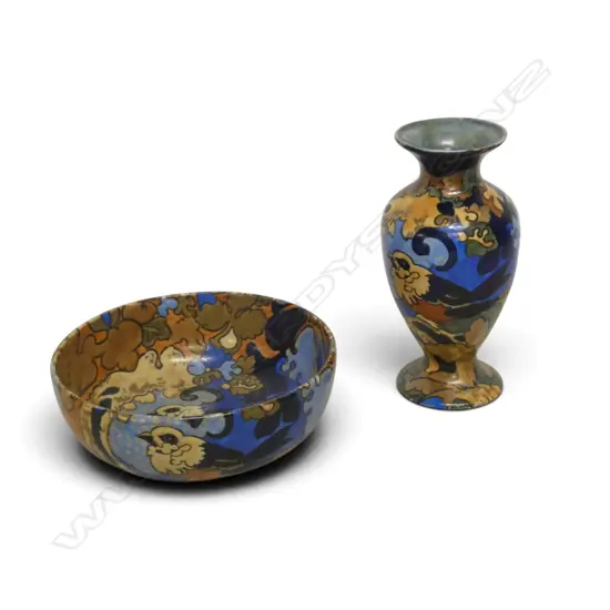 BURSLEY WARE BOWL DIA190MM & MATCHING VASE  H200MM AMSTEL PAT
