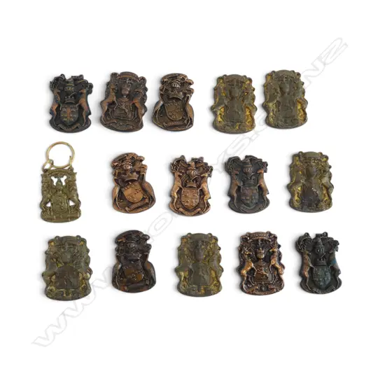 15 BRASS 'GRAHAM' 'STEWART' & 'FRASER' ARMORIALS H.68mm
