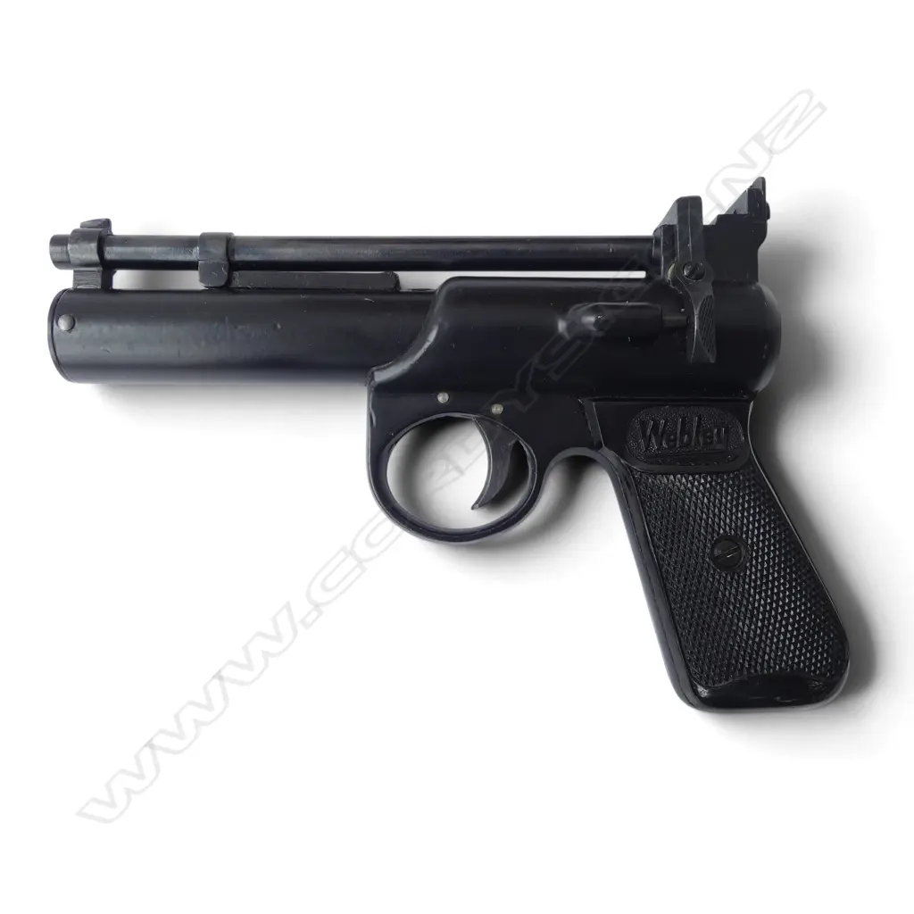 VINTAGE WEBLEY 'JUNIOR' AIR PISTOL. Boxed. .177 cal. 'MK II' w 2 pins on trigger Image 1++