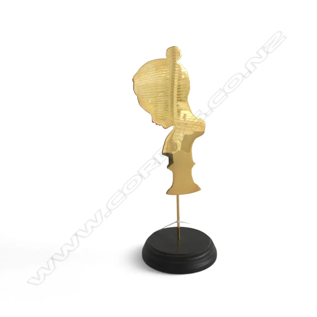 WAYNE YULE MOUNTED GIRLS BUST SILHOUETTE 24CT GOLD PLATED H240MM Image 1++
